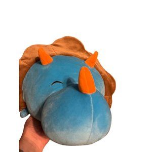 Linzy Smoochy Pals Triceratops 20 inches Blue Orange Brown Squishy Soft Plush